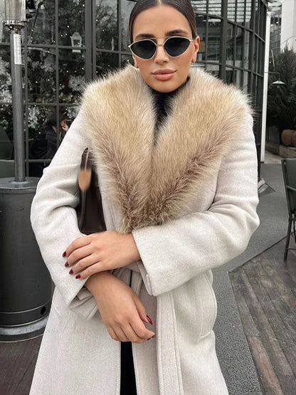 Brown Fluffy Faux Fur Overcoat
