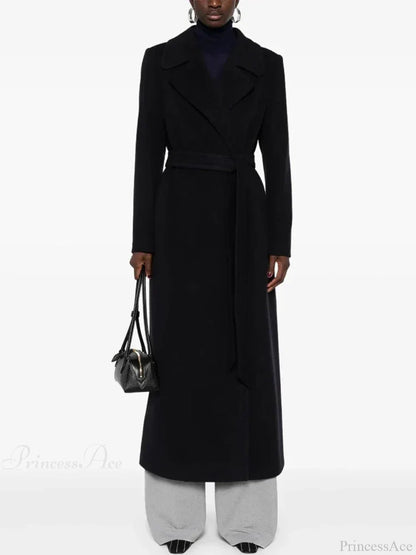 Brown Woolen Lapel Slim Overcoat