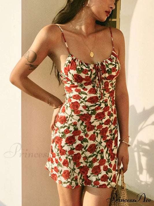 Bulgaria Roses Backless Mini Dress