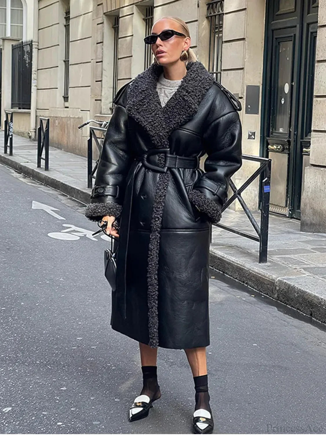 Burgundy Scarf Collar Lace-up Overcoat