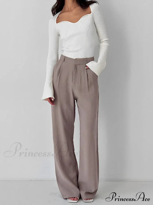 Business Pleat Wide Leg Dress Pants