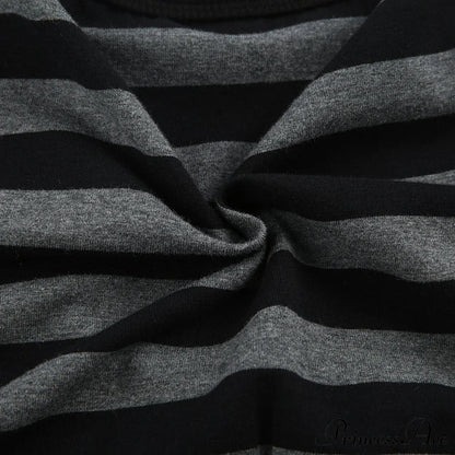 Button Full T V Crop Top Harajuku Neck Blouse Arm Knitted Grunge Tee Striped Y2k Outfits