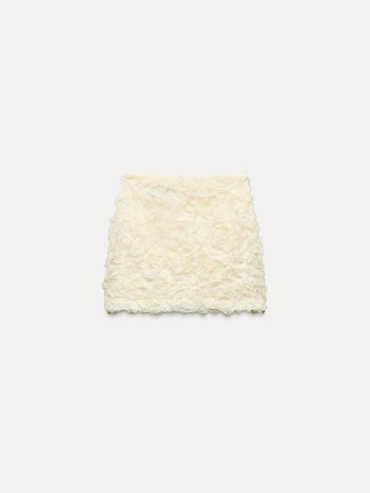 3d Flower Short Applique Skirt