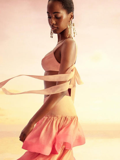 Bikini Top and Ombre Patchwork Cake Skirt