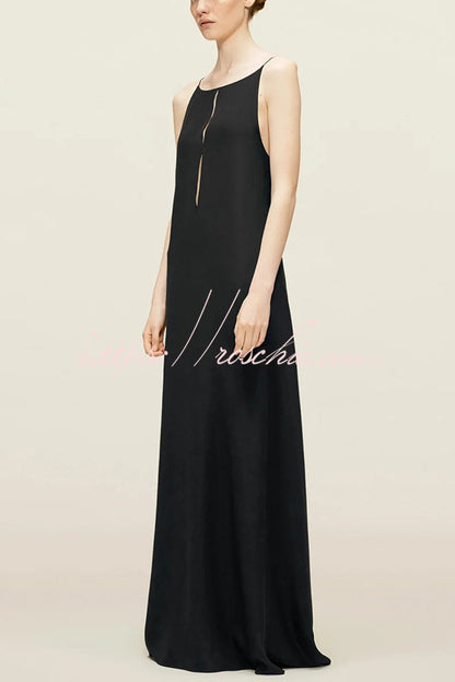 Satin Cutout Sling Backless Maxi Dress