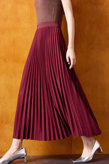 High-waist Knit Pleated Midi Skirt