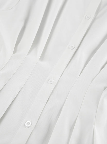 French Long Sleeve Waist-tied Blouse