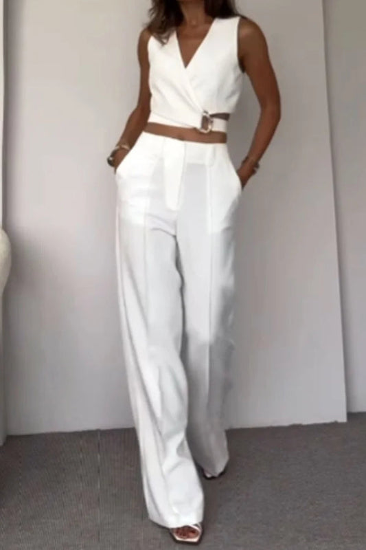 Crossover Vest & Pants Two-piece Set
