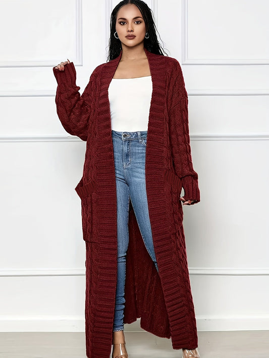 Long Length Cable Knit Cardigan Tf8521