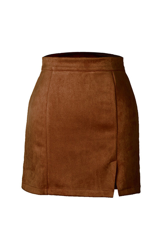 High-waist Zipper Autumn and Winter A-line Color Skirt