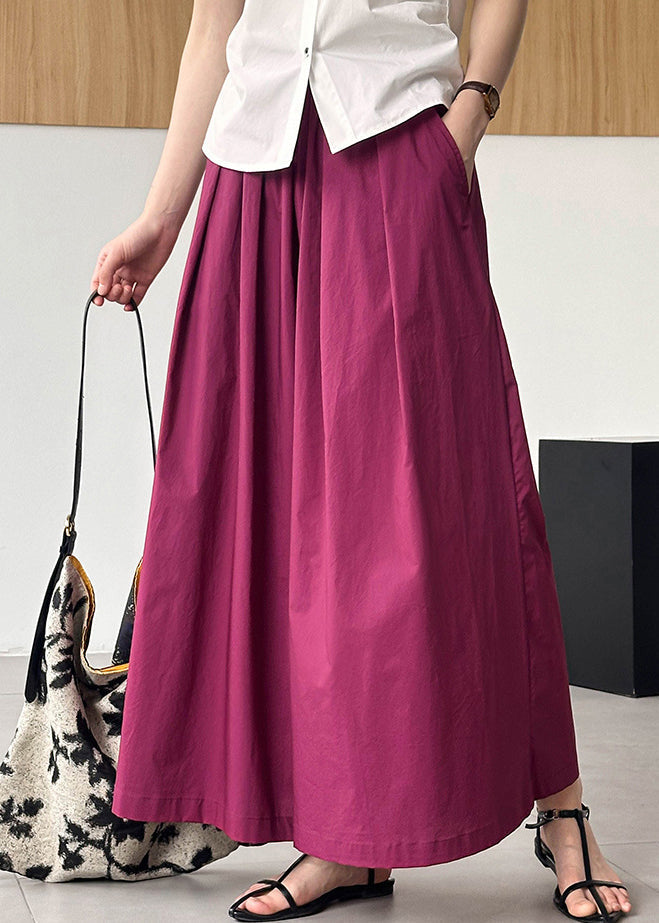 Rose Loose Cotton Wide Leg Pants Elastic Waist Af1046