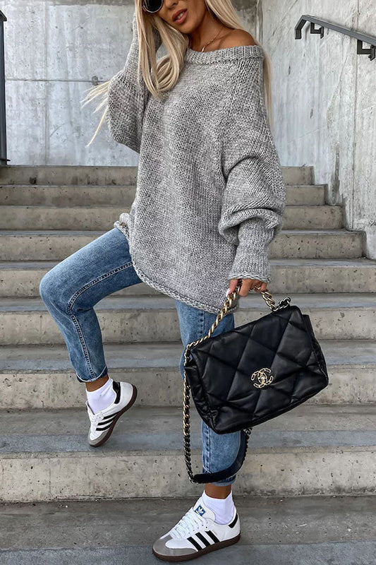 Street Atmosphere Knit Wide Neck Loose Sweater