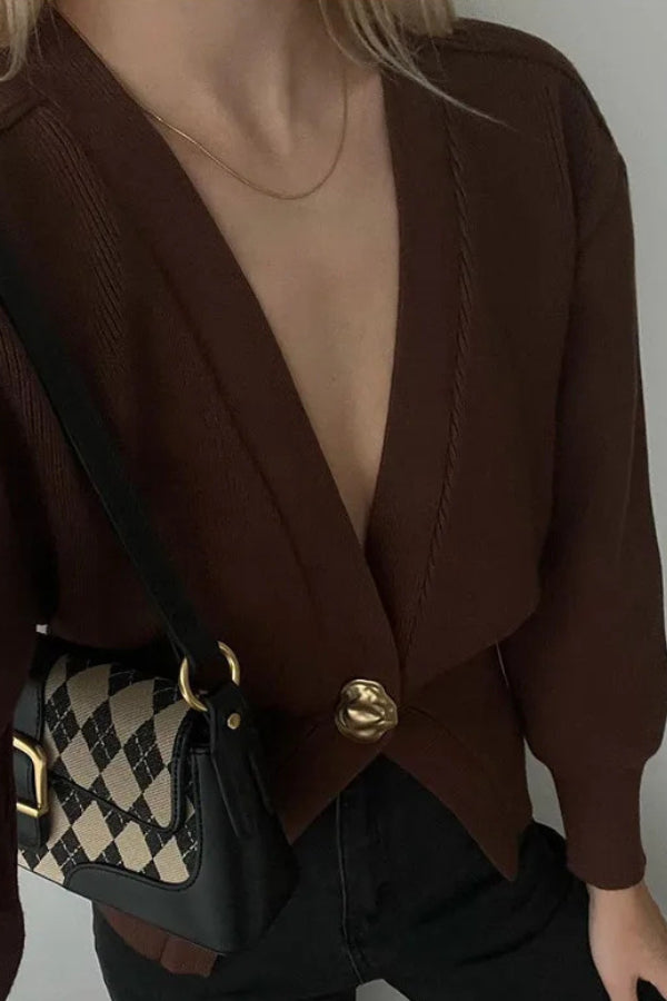 V-neck Button Knitted Cardigan