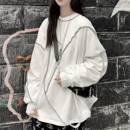 Hoodies Harajuku Bf Style Black Hip-hop Teens Sweatshirts Autumn All-match Daily Simple Df4940