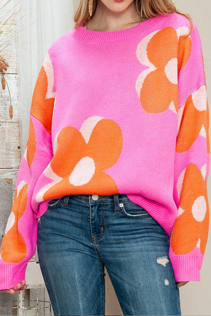 Pink \u0026 Orange Cable Knitted Sweater