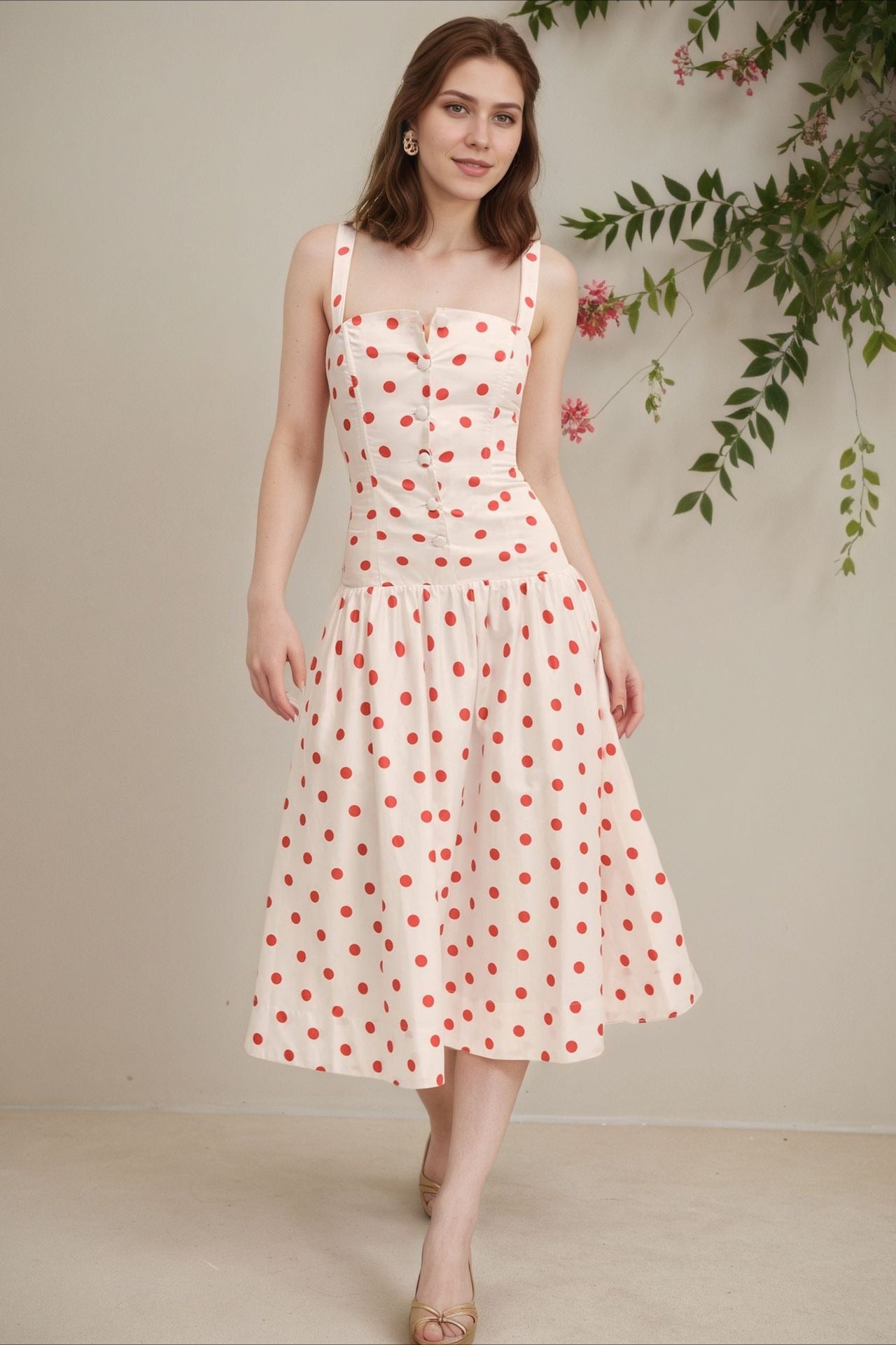 Polka Dot Cami Bodycon Maxi Dress