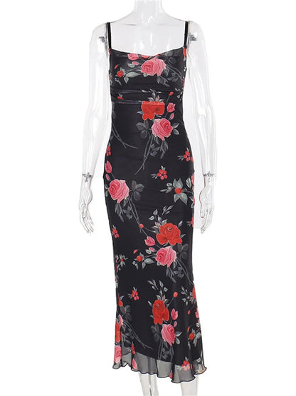 Printed Backless Halter Maxi Dress for – Slim Fit, High Waist, Party Dress