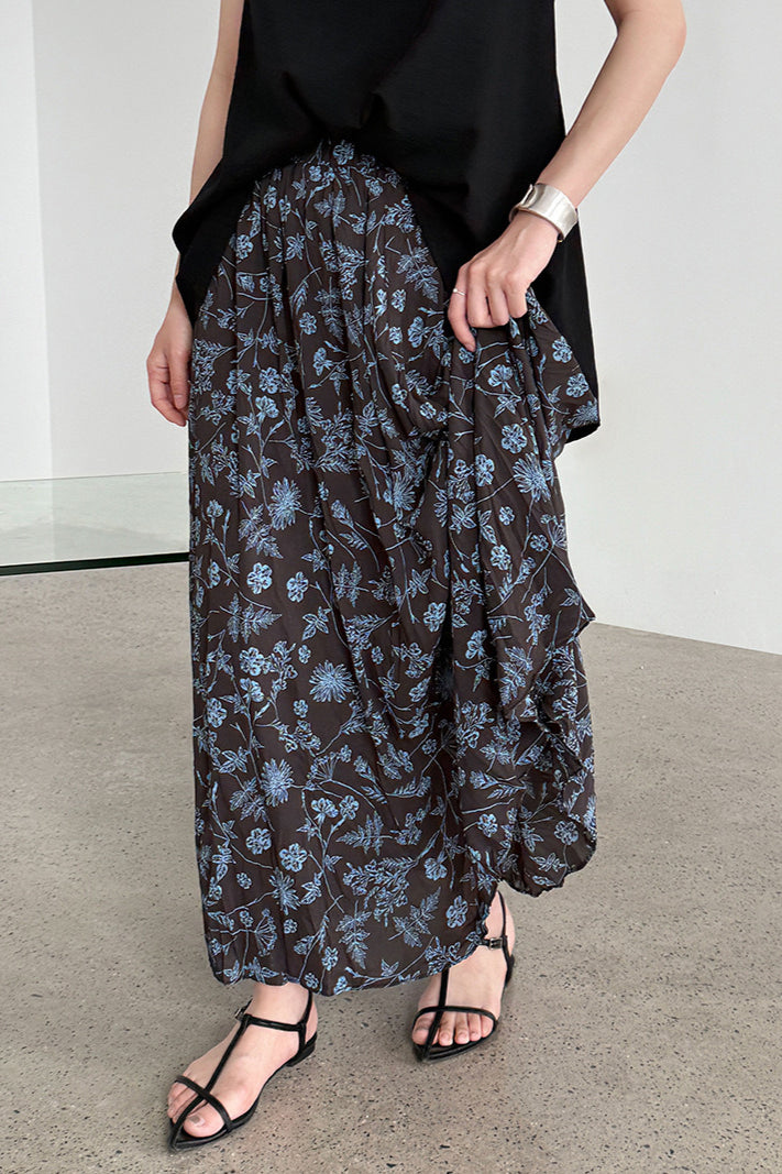 Retro High Waist Pleated a Line Skirt