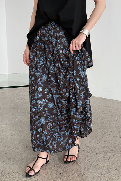 Retro High Waist Pleated a Line Skirt