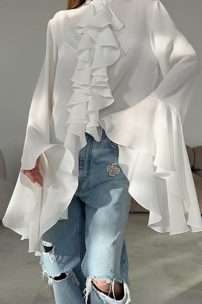 Ruffled Long-sleeve Blouse