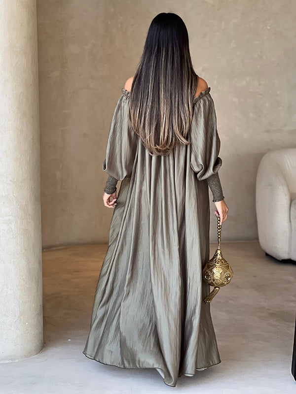 Loose Color Long Sleeves Maxi Dresses