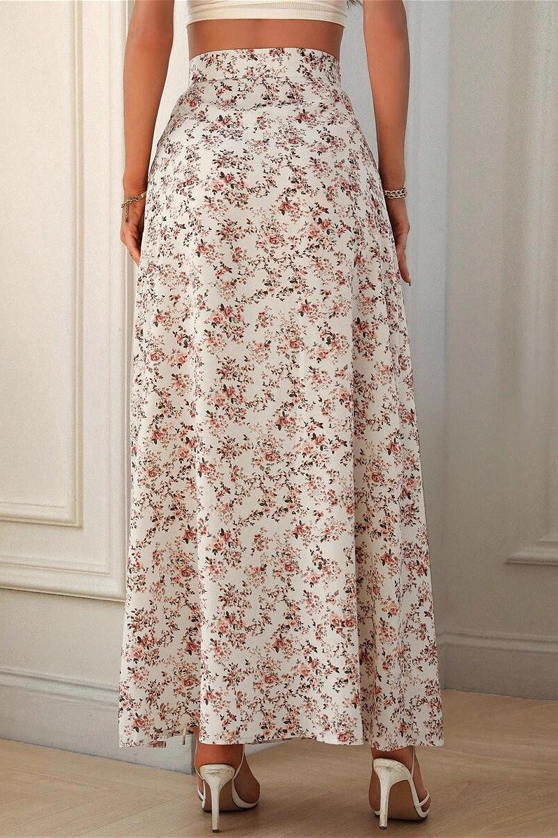 Digital Print Tight High Slit Maxi Skirt