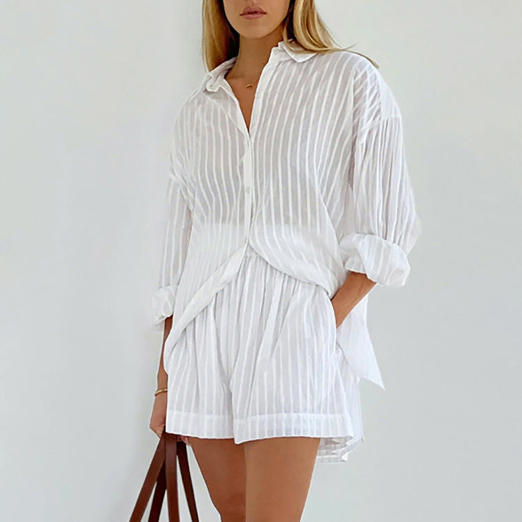 Yselia - Breezy Button-up and Shorts Set