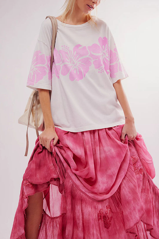 Print Loose Round Neck Short Sleeve T-shirt
