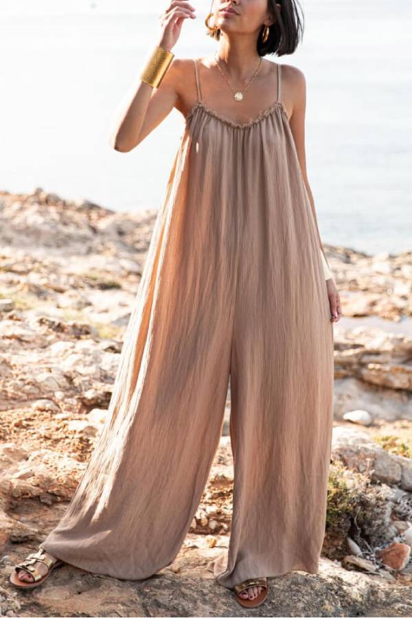 Vacation Suspender Loose Wide Leg Jumpsuit
