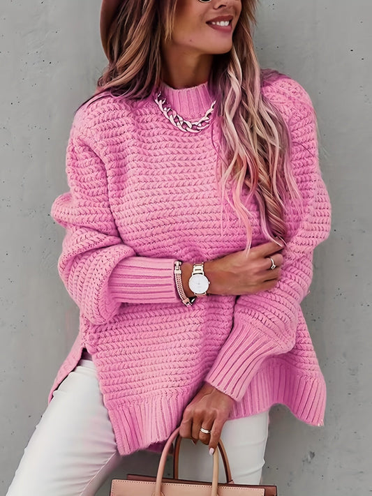 Mock Neck Chunky Knit Sweater Ey8521