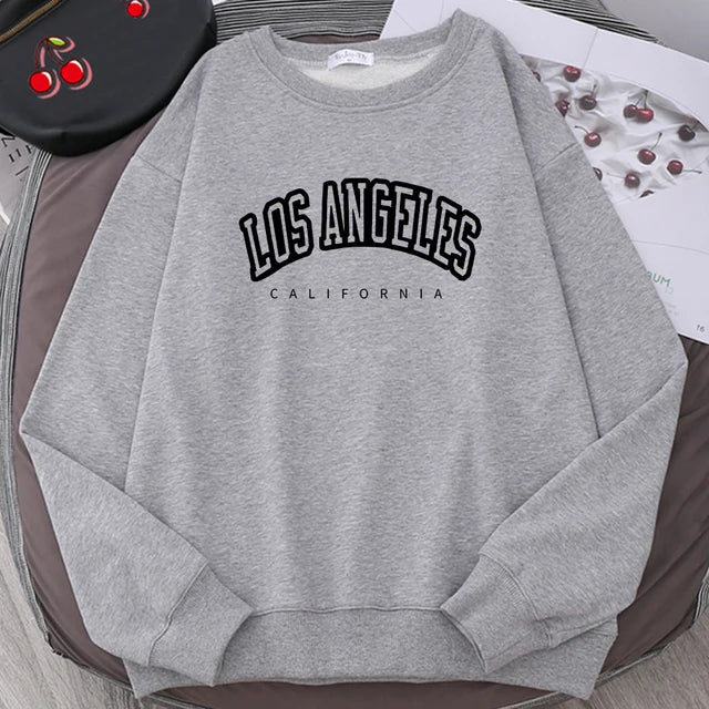 Los Angeles California City Sweatshirt for Loose Oversized Clothing Personality Soft Letter Print Hoodies Woman