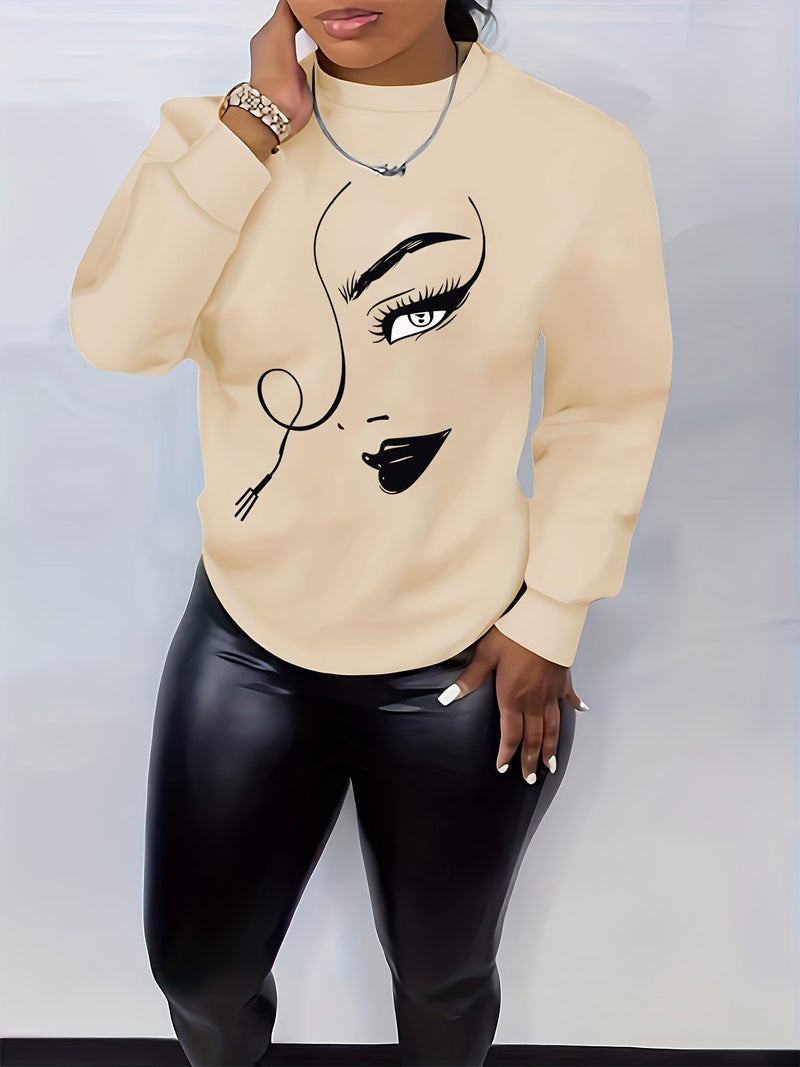 Graphic Print Pullover Sweatshirt Fg3549