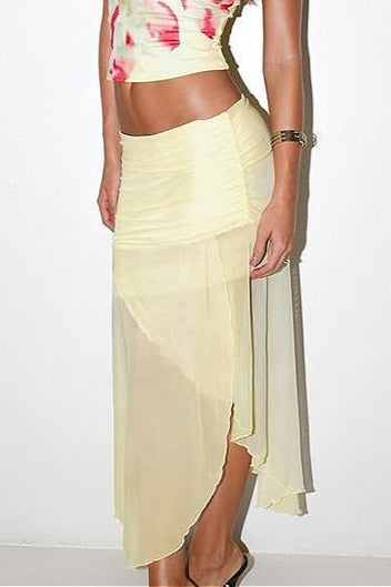 Sheer Print Low-waist Skirt