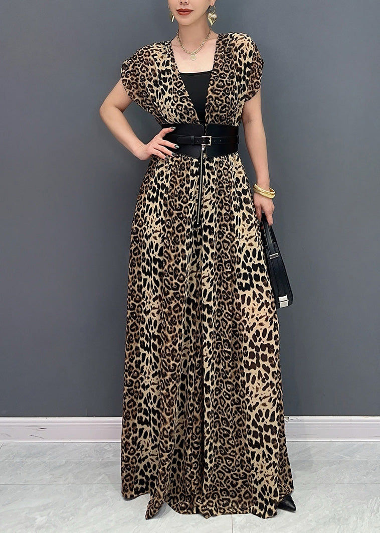 Organic Leopard Print Flattering Jumpsuits Summer Ao1067