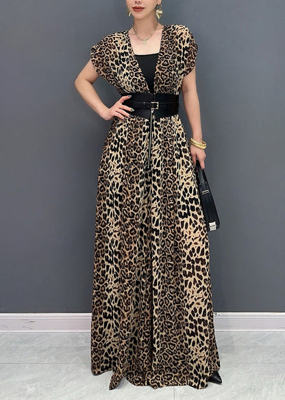 Organic Leopard Print Flattering Jumpsuits Summer Ao1067