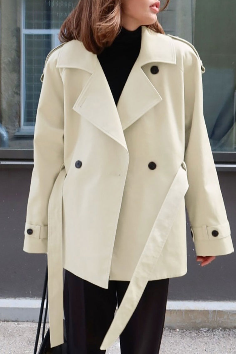 Loose Notch Collar Waist-tied Designers Trench Coat