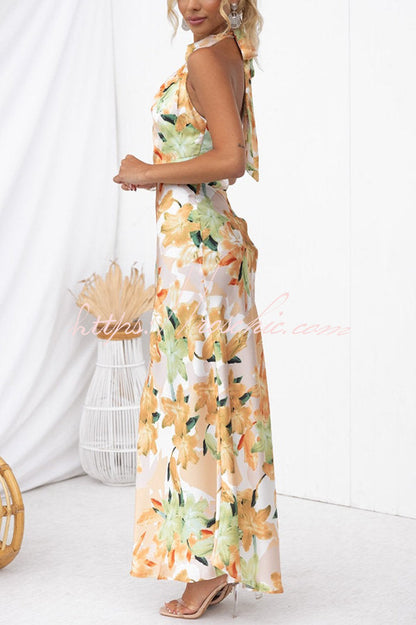 Happier Now Satin Halter Maxi Dress
