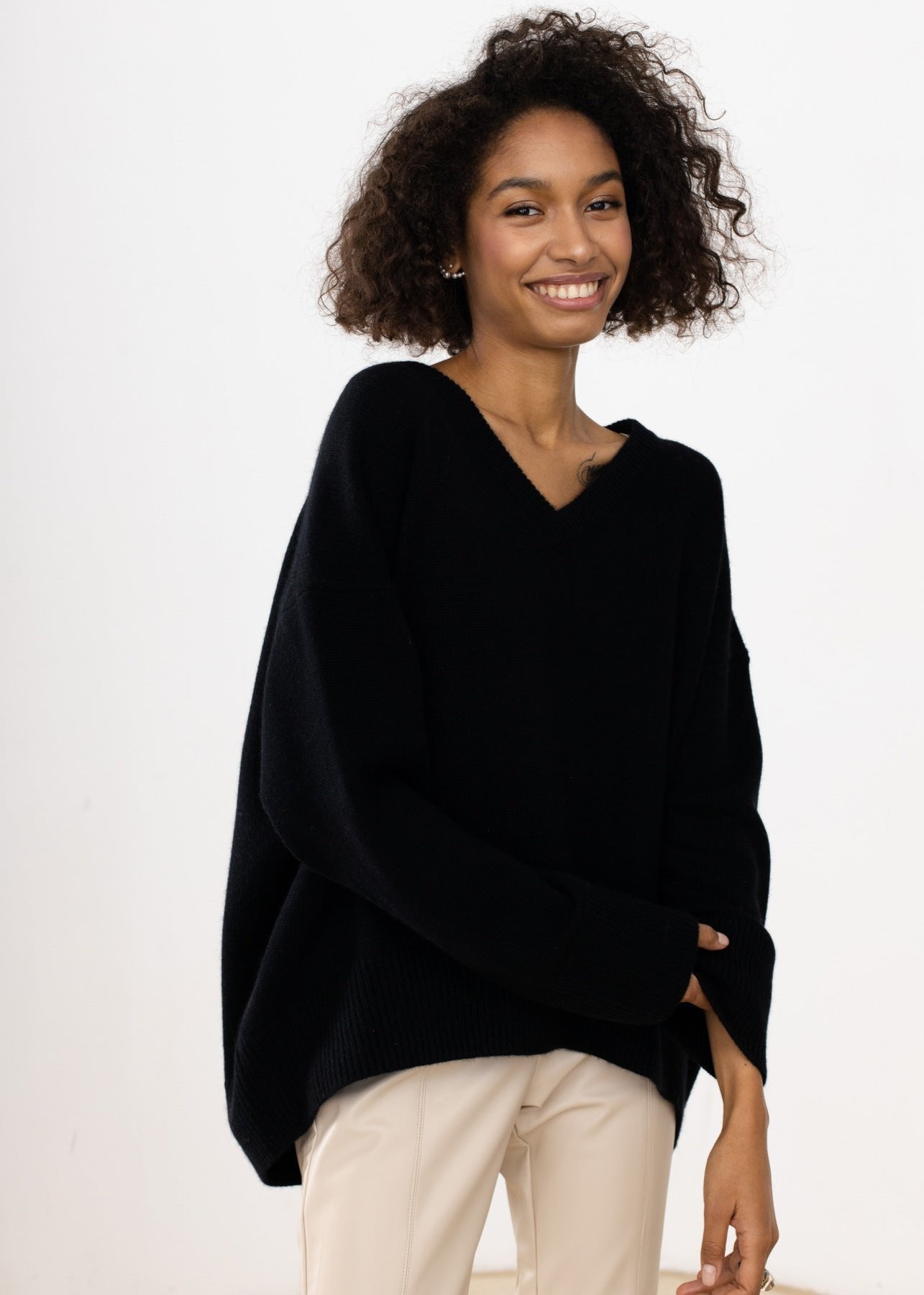 Cozy V-neck Loose Knit Sweater