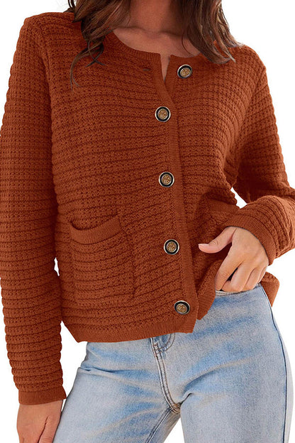 Retro Long-sleeved Round Neck Knitted New Cardigan