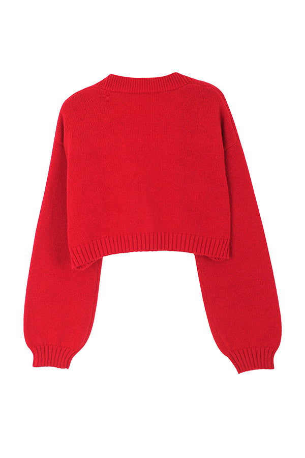 Fashionable Cookie Man Pattern Short Knitted Cardigan