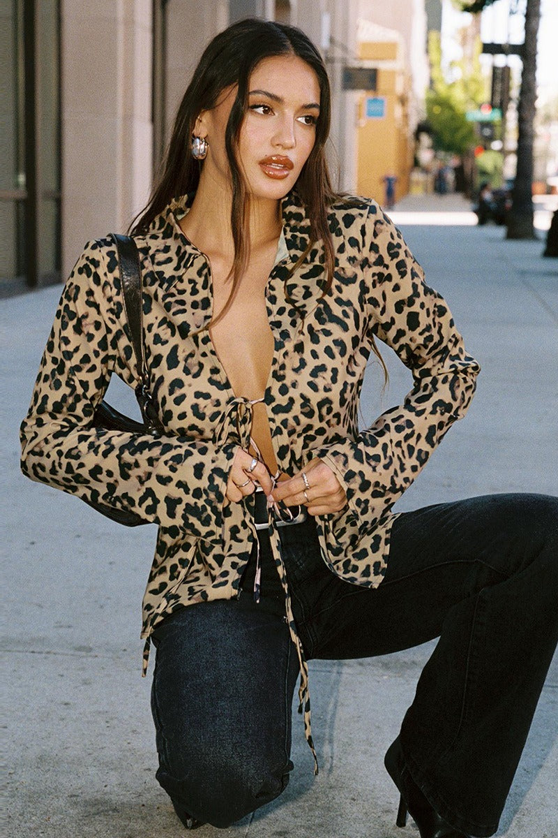 Leopard Print Stretchy Blouse