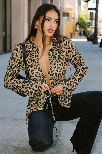 Leopard Print Stretchy Blouse