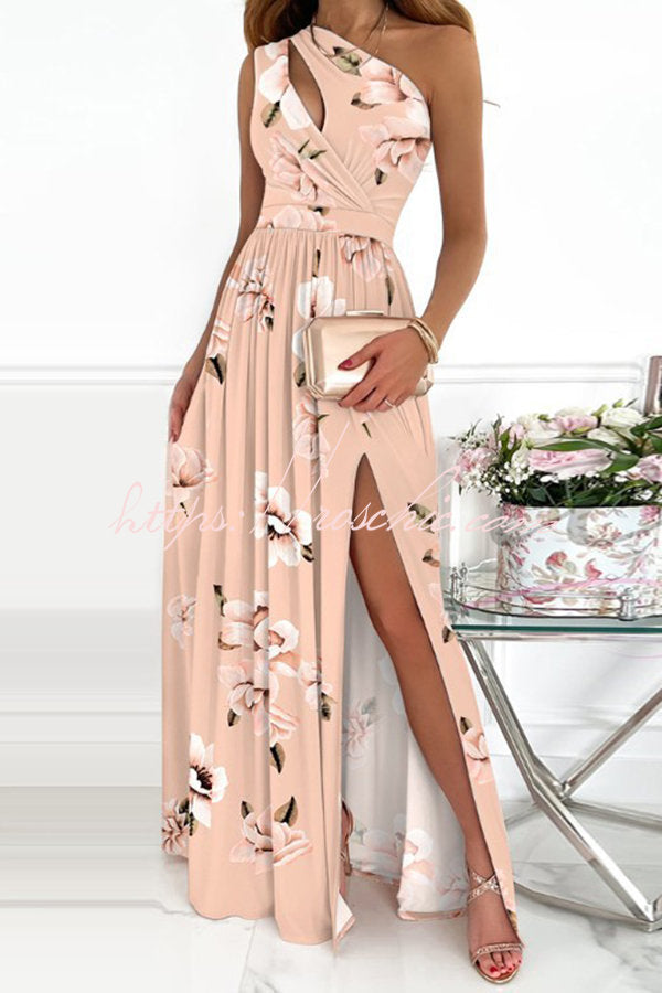 Jolie One Shoulder Cutout Slit Maxi Dress
