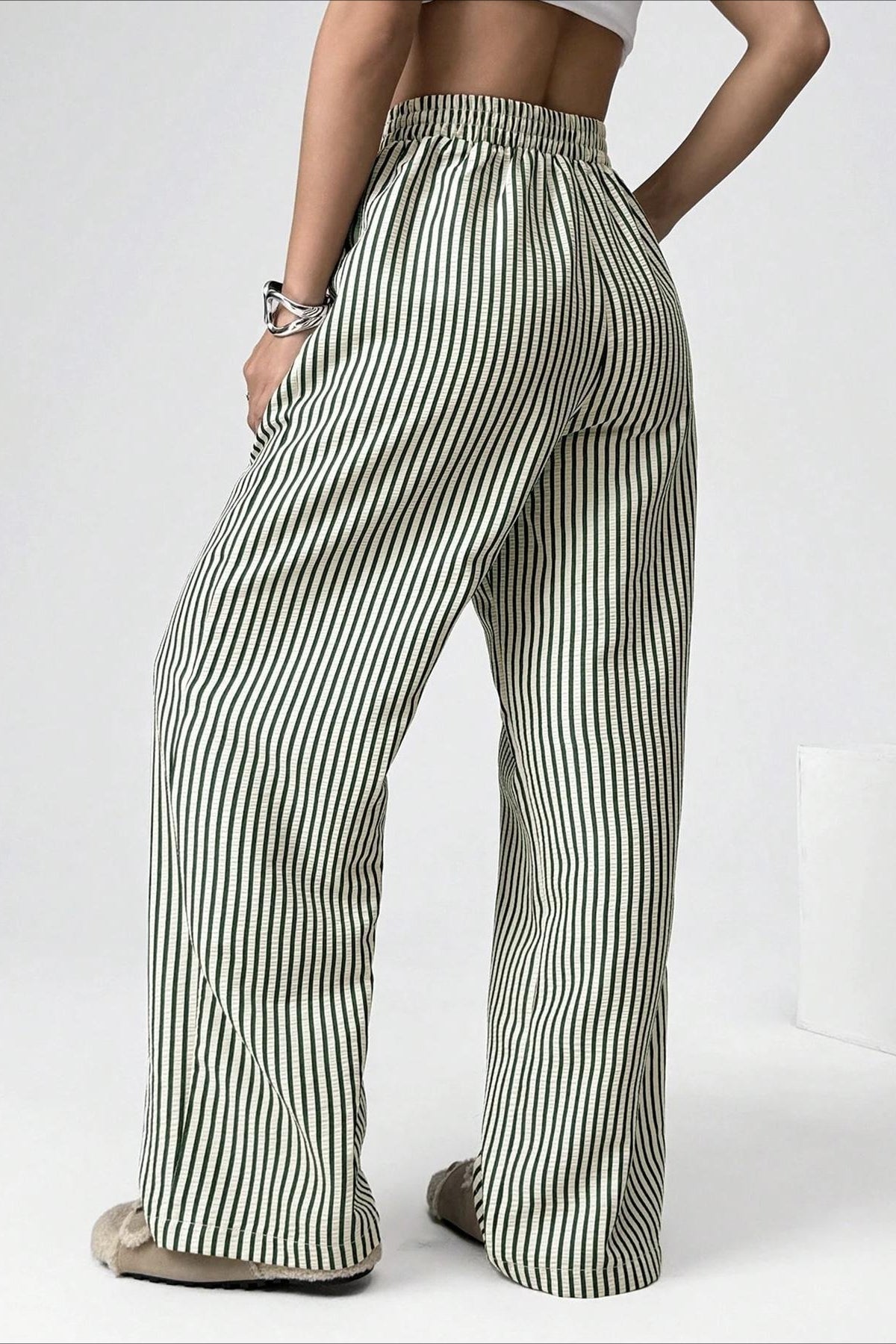 High Waist Striped Pants