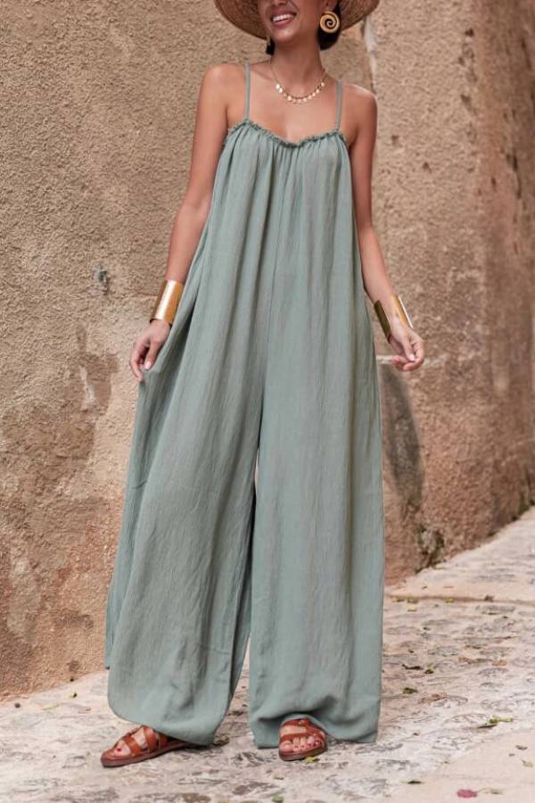 Vacation Suspender Loose Wide Leg Jumpsuit