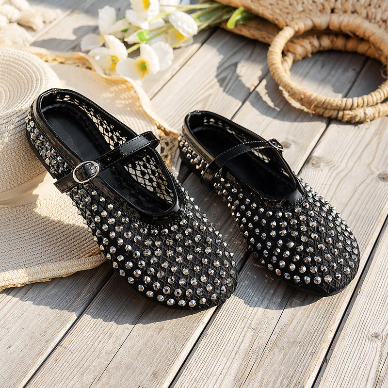 Fashionable Rhinestone French Buckle Sandals