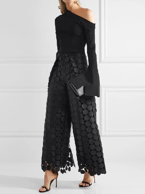 High Leg Out Hollow Color Polka Dot Pants Wide Waist