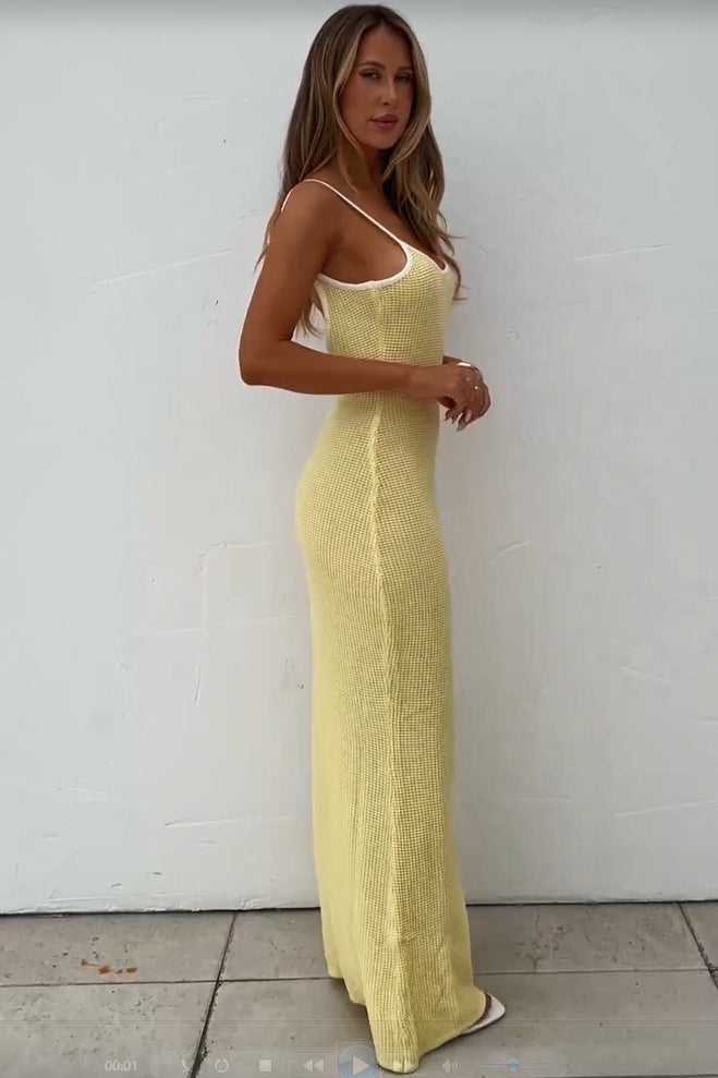Backless Color Maxi Dress