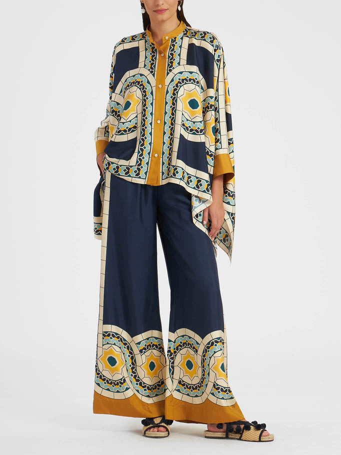 Unique Retro Print Loose Wide-leg Pants
