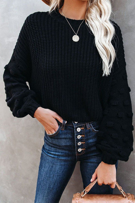 Puffy Sleeve Cable Oversized Knit Sweater